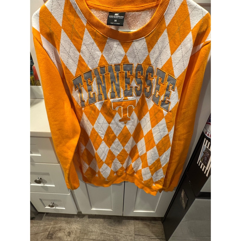 Colosseum Tennessee Volunteers Argyle Sweatshirt Women's Medium Orange Gray - Picture 1 of 4